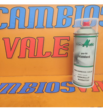 Pintura spray amarillo Komatsu 400ml maquinaria construcción