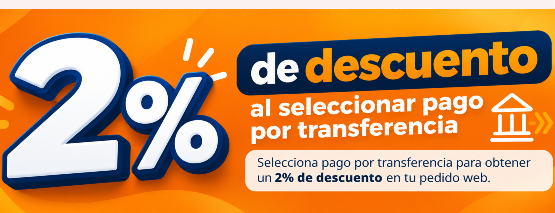 2% de descuento en pago por transferencia